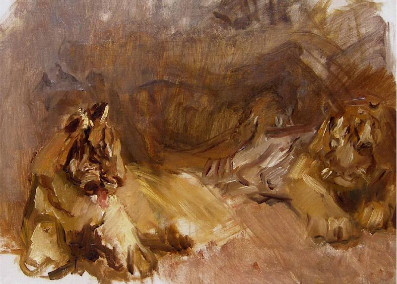 Max Slevogt Study of Lions Sweden oil painting art